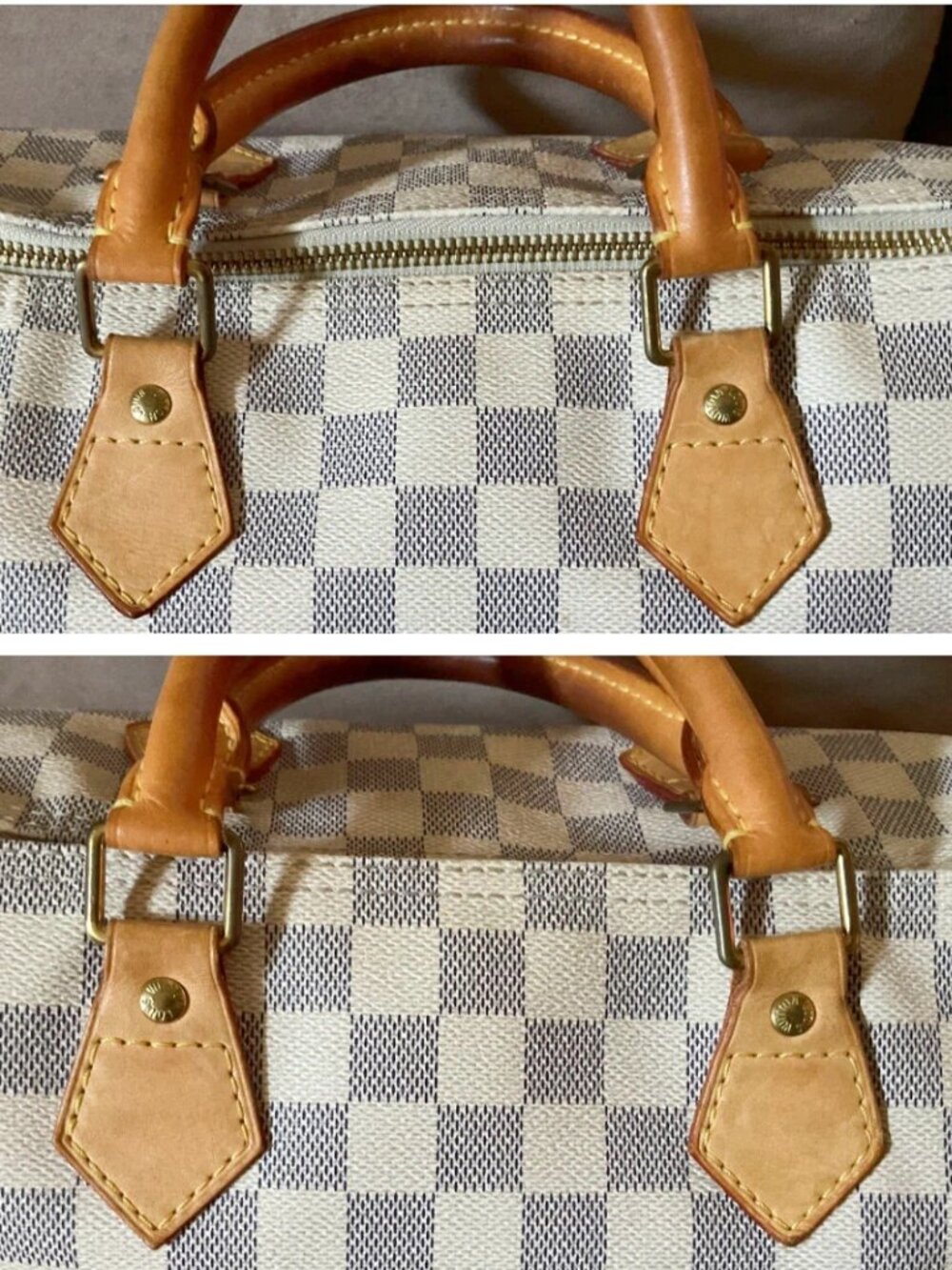 Louis Vuitton Speedy 30 Damier Azur White/Light Blue Checkered Satchel Handbag - Picture 15 of 16